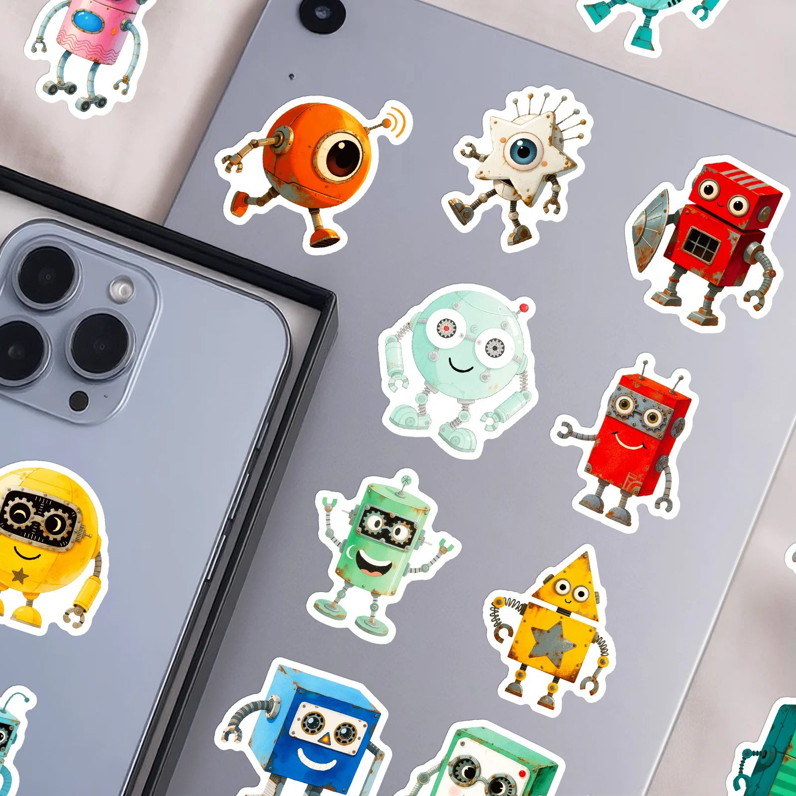 56/112PCS Cartoon Robot Graffiti Stickers Cute Q-Version DIY Decorative Notebook Stationery Box Reward Stickers