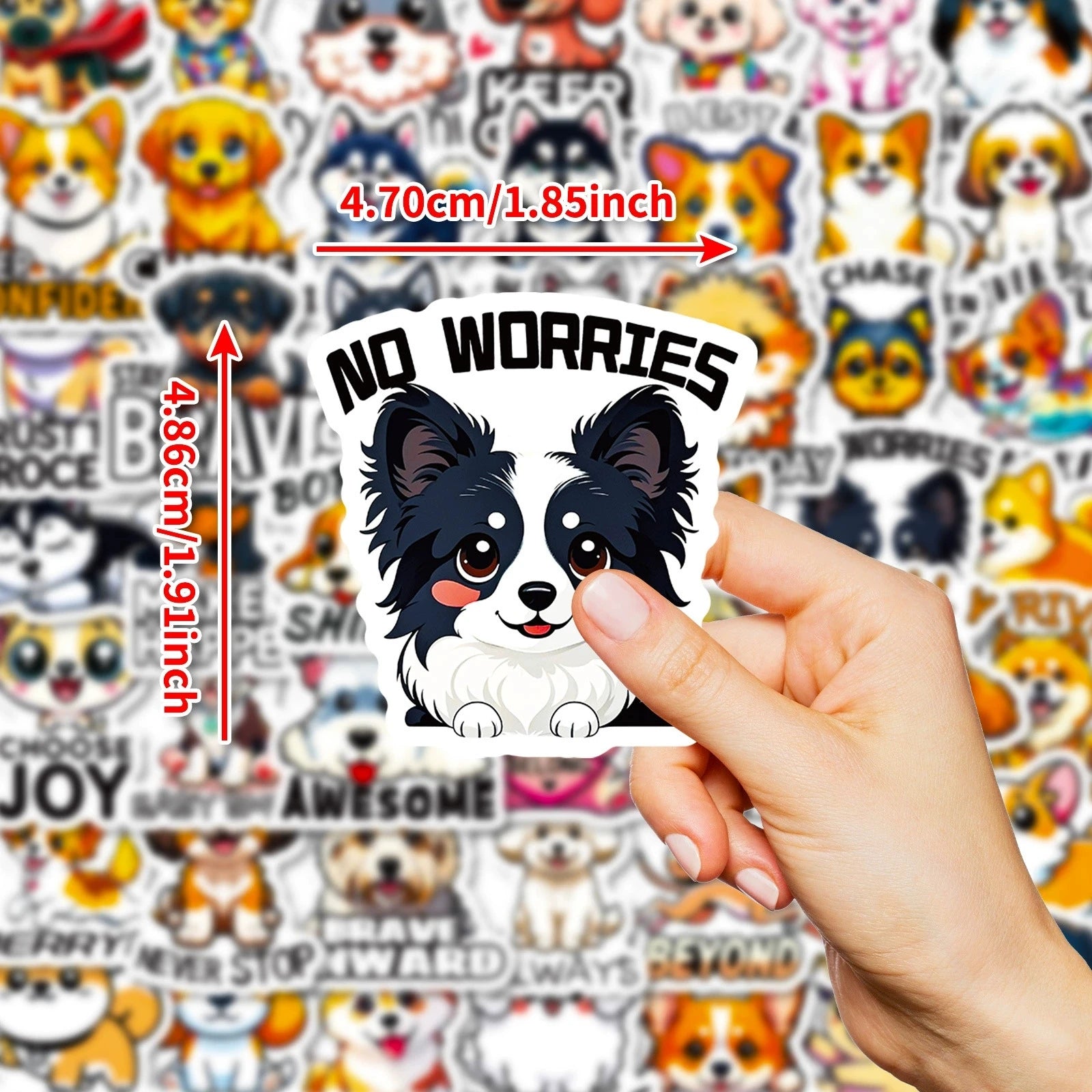 56/118PCS Cartoon Animal Dog/Food Text Stickers Cute and Fun Graffiti Notebook Stationery Decoration Stickers
