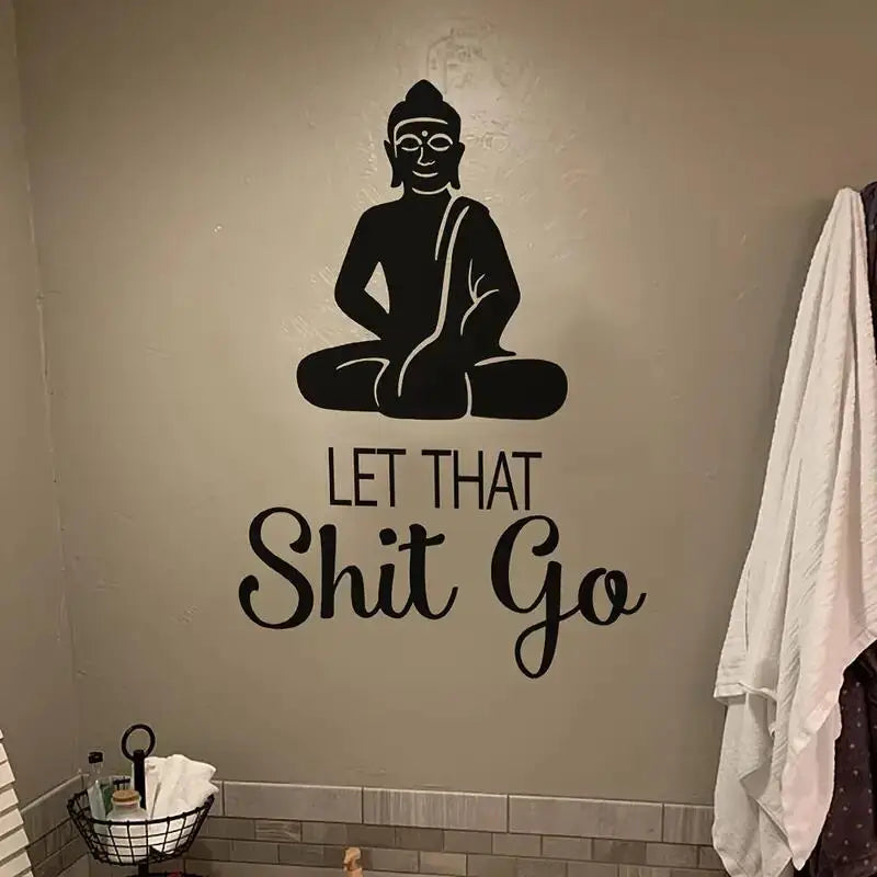1pc Meditation Room Wall Decals Quote Buddha Religious Yoga Wall Art Vinyl Hippie Bathroom Sticker Decor 23×16In