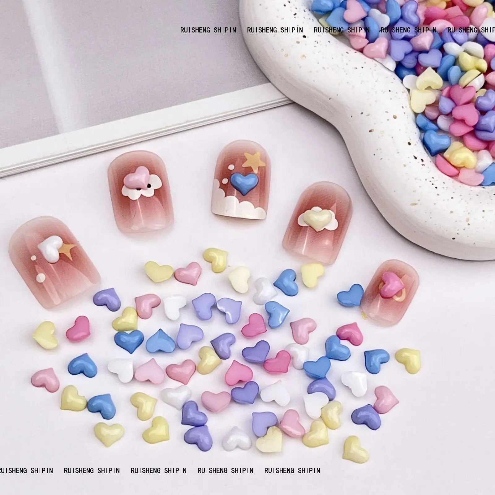 Food Play Candy Nail Art Charms Iridescent Gradient Gold Foil Rainbow Candy Resin Nail Rhinestone Decoration DIY Nails Accessory