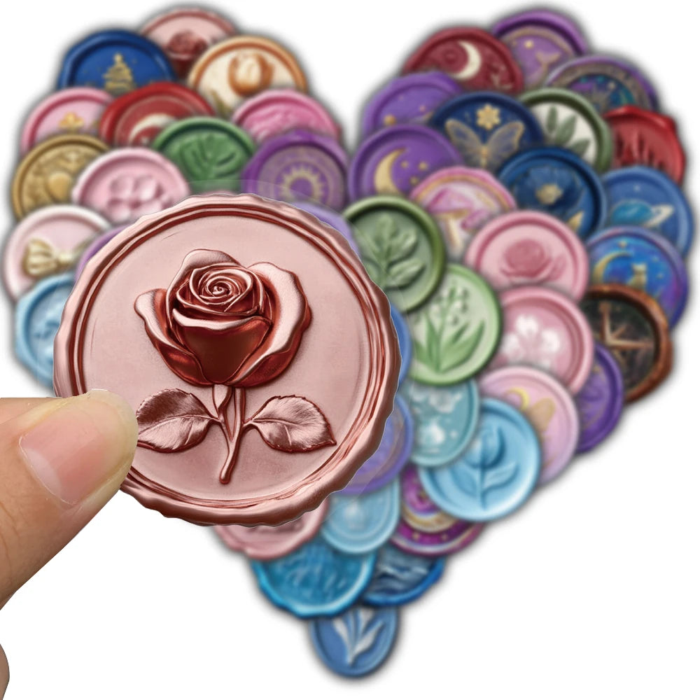 50/100PCS Seal Stamp Graffiti Stickers Collection Scrapbooking Coffee Laptop Bicycle Waterproof Suitcase Motorcycle Retro Decal