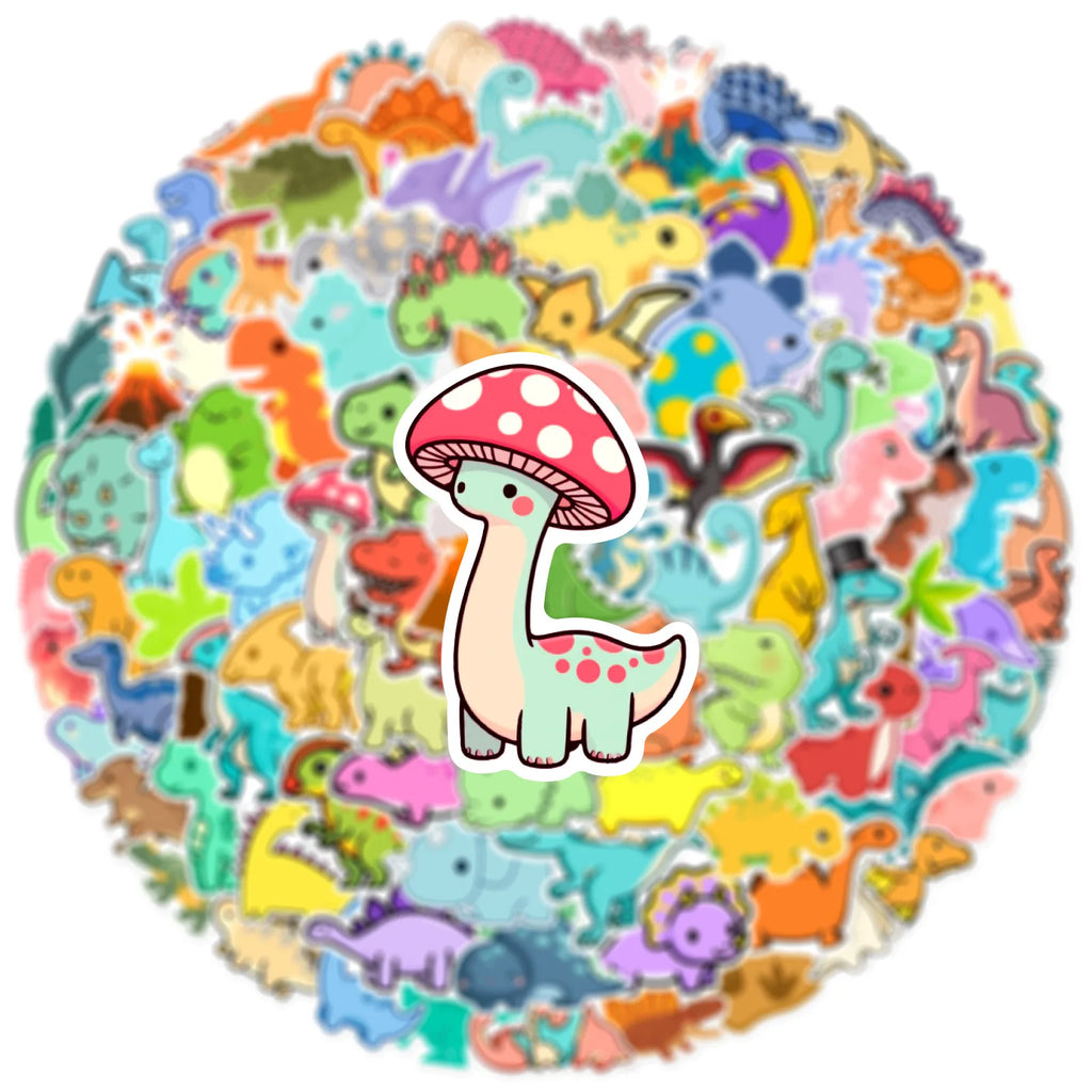 100/200PCS Q Edition Dinosaur Graffiti Stickers Water Cup Creative DIY Skateboard Phone Decoration Stationery Notebook Sticker