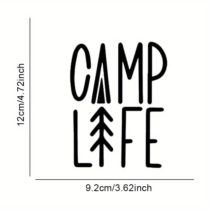 Camp Life Sticker for Travel Camping Enthusiasts Car RV Decorative Stickers, Waterproof White Car Stickers