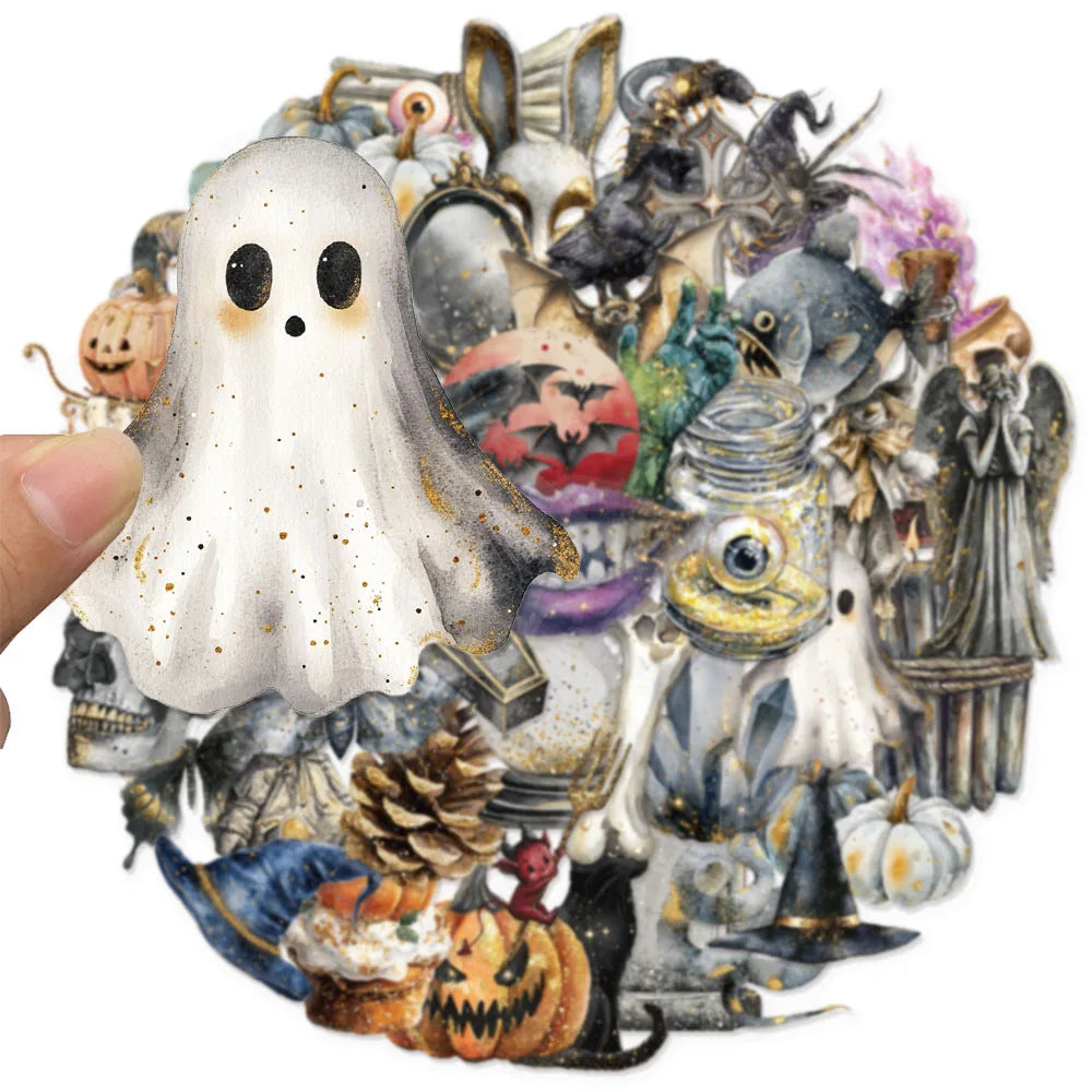 50PCS Horror Halloween Witch Stickers Witch DIY Stickers Scrapbook Mobile Tablet Toy Stickers