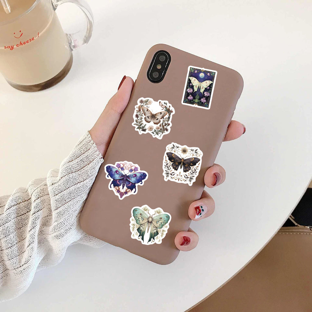 50PCS Colorful Moth With Sharp Edges Stickers Kawaii Cartoon Good Harvest Photocard Graffiti Waterproof Scrapbook Diary Sticker
