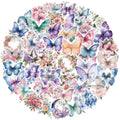 50PCS Butterfly Stickers Packaging Transparent PET Brochure Flower Material Decoration Tablet Laptop Waterproof Stickers
