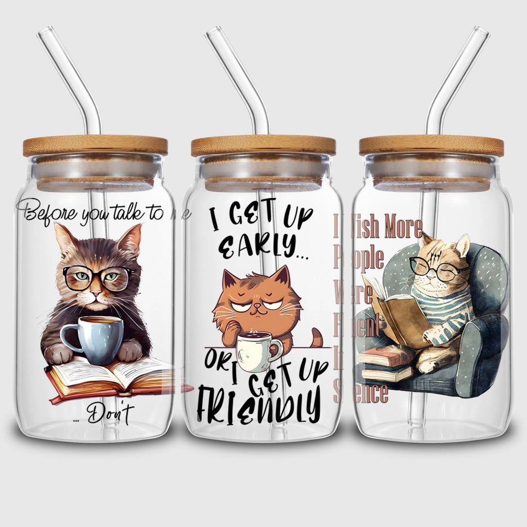 5 Sheet Animal UV DTF Cup Stickers, DTF Friction Transfer Stickers, Waterproof Cartoon Transfer Stickers for 16 Ounces Glass Cup