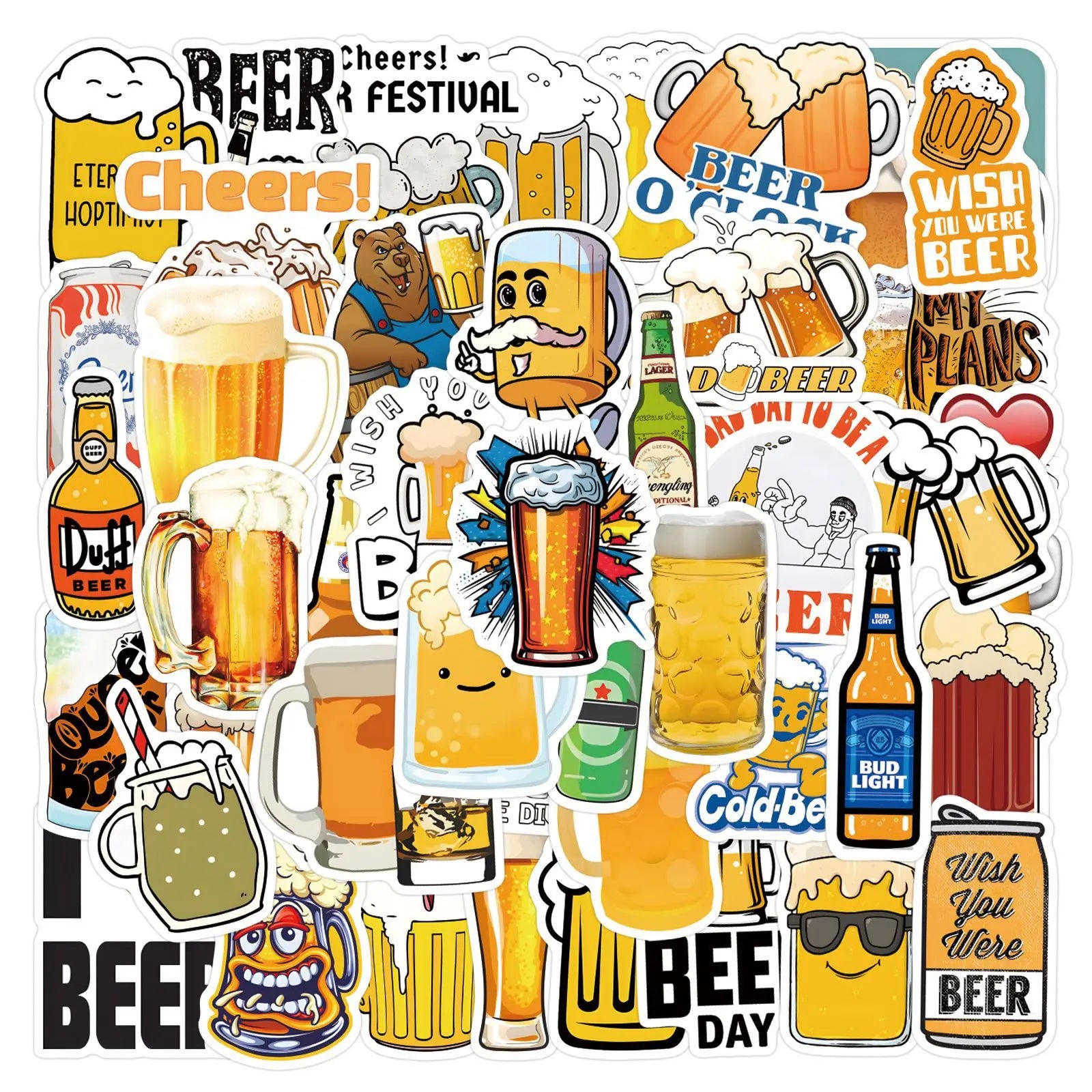 55/110PCS Funny Beer Personality Graffiti Sticker Car Luggage Water Cup Stationery Notebook Sticker