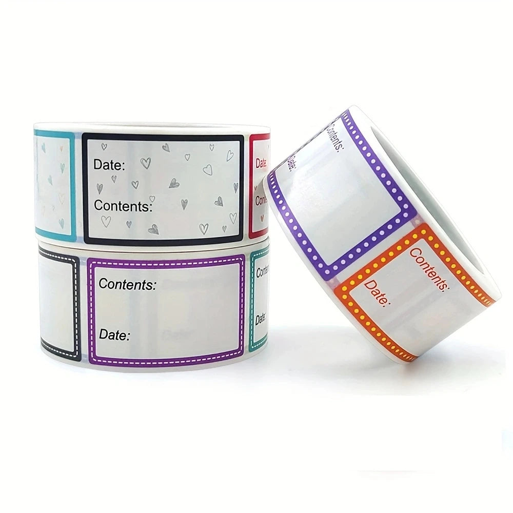200Pcs/Roll Fridge&Freezer Safe Date/Content Food Catalog Sticker 1.0*1.57inch Kitchen Refrigerator Reminder Food Storage Labels