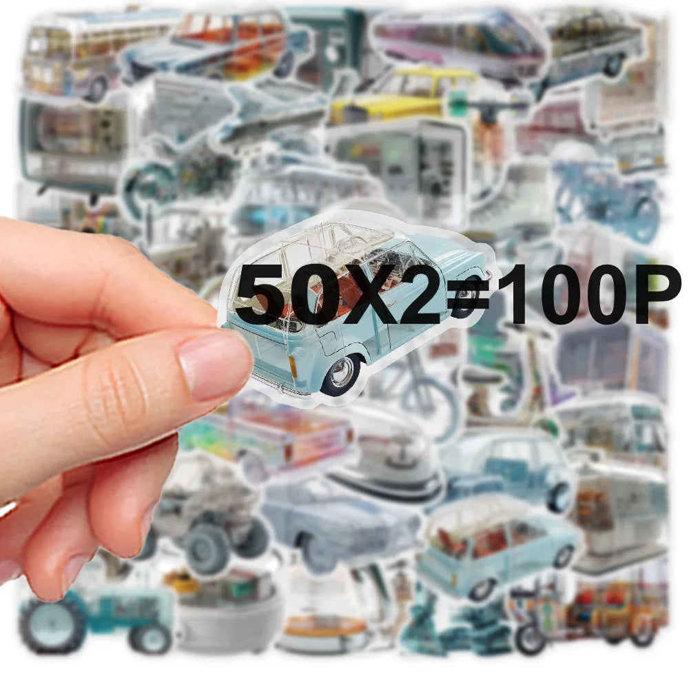 50/100PCS Future Technology Machinery Stickers Luggage Computer Decoration Stickers Cartoon Graffiti Stationery Stickers