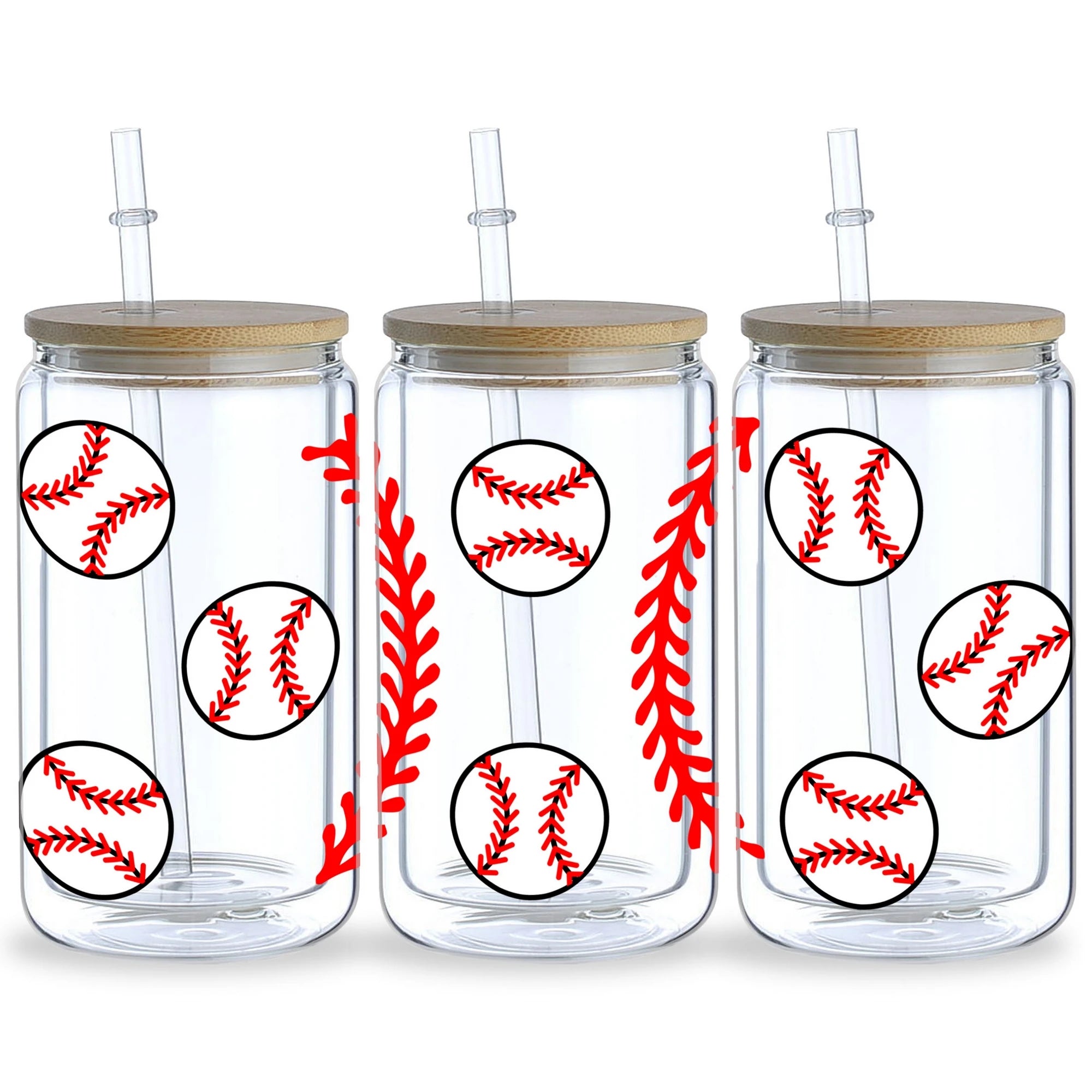 5 sheets Cartoon UV DTF Cup Stickers, DTF Friction Transfer Stickers, Waterproof Baseball Transfer Stickers for 16oz Glass Cup
