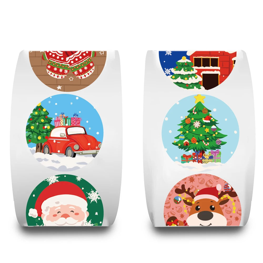500PCS Christmas Cartoon Roll Sticker Scrapbooking Laptop Skateboard Suitcase Phone Skateboard Coffee Art Graffiti Stickers