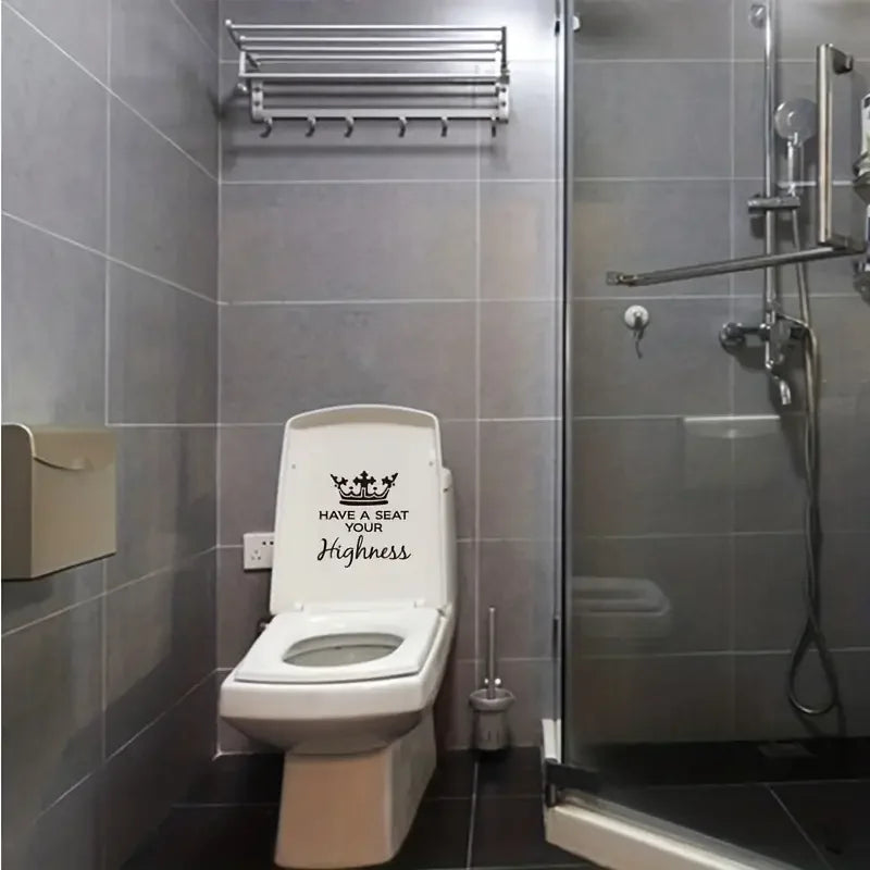 1pc Funny Toilet WC Stickers, Vinyl Wall Sticker, King's Throne Have A Seat Your Highness Wall Decals, Home Decor, Decorative Wa