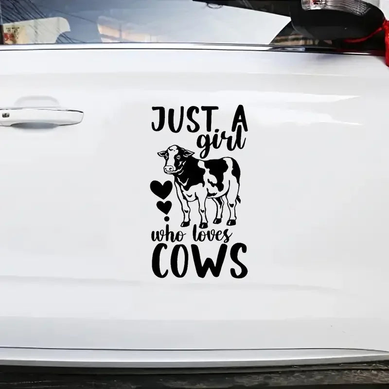 Just A Girl Who Loves Cows Heart Car Stickers For Laptop Water Bottle Truck Van SUV Motorcycle Vehicle Paint Window Wall Cup Too