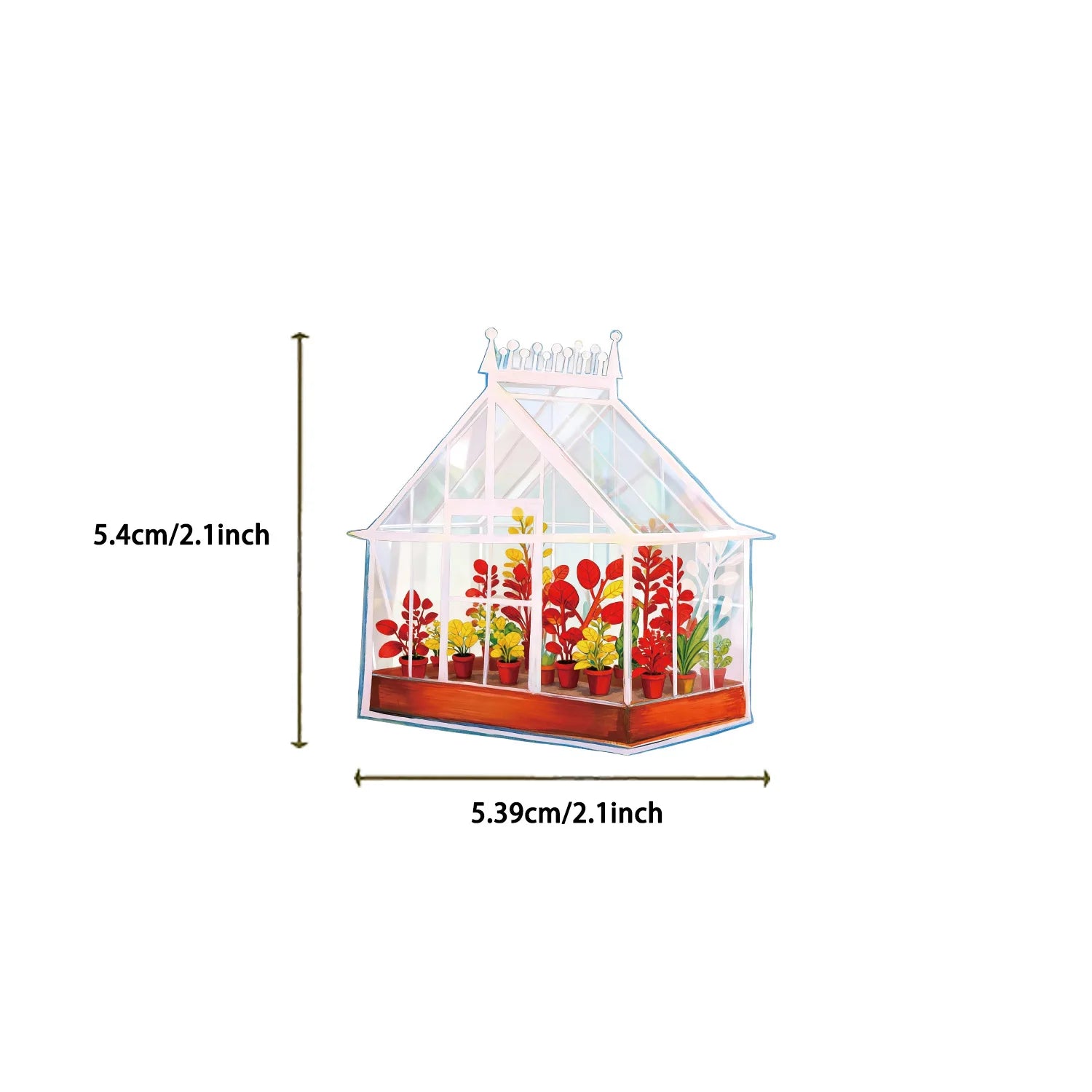 50/100Pcs PET Clear Cartoon Greenhouse Plant Theme Stickers for Vase Cup Window Fridge Storage Box Drawer File Holder Waterproof