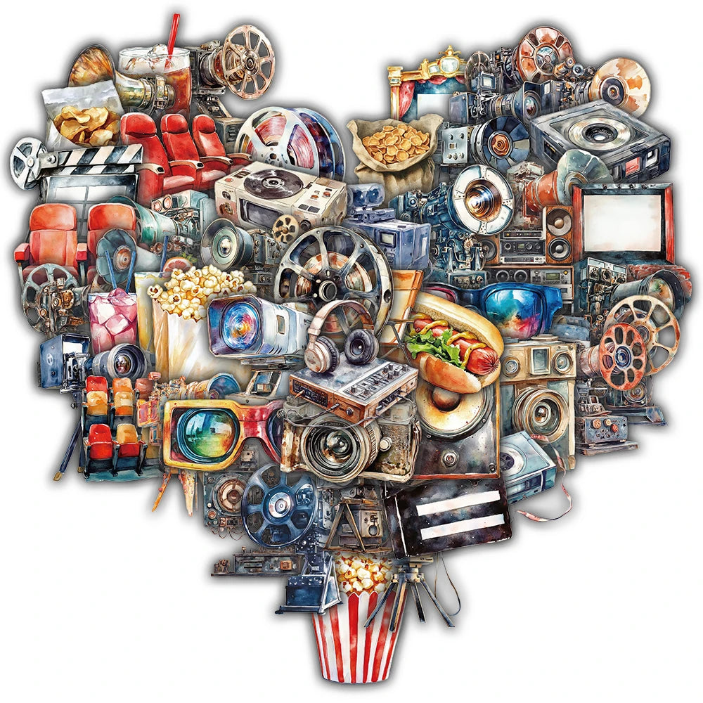 50/100Pcs Movie Projector Stickers Bicycle Coffee Harajuku Coffee Room Waterproof Stationary Laptop Luggage Skateboard Decals