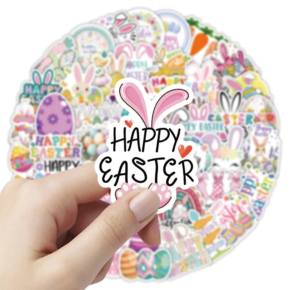 50/100PCS Cartoon Easter Stickers Festival Easter Egg Creative Notebook Water Bottle Waterproof Stickers