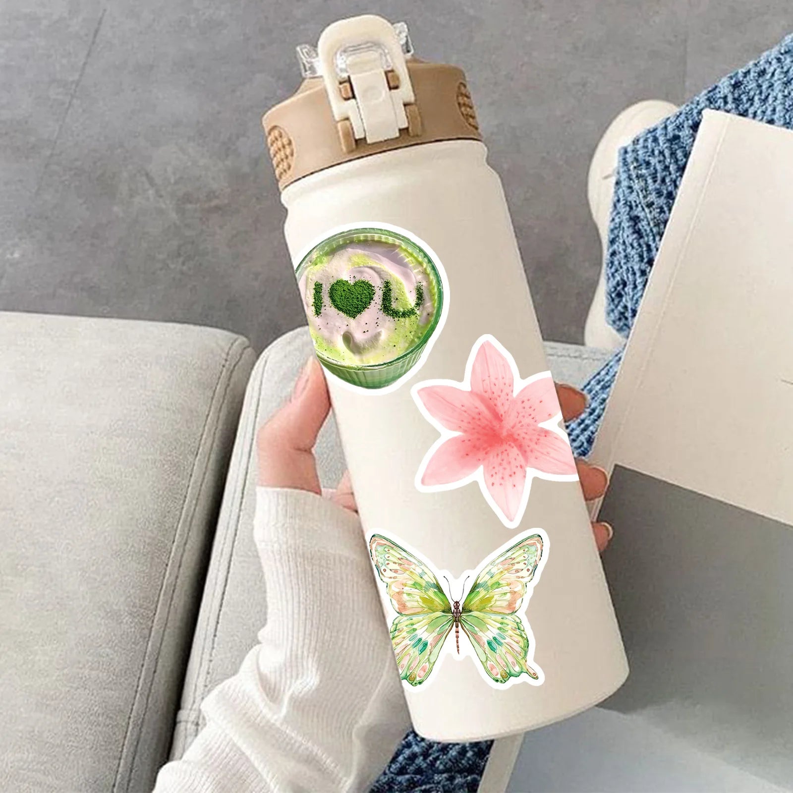 50-Pack Summer Fresh Pink Green Korean Style Waterproof Stickers for Phone Skateboard Notebook Luggage INS Aesthetic Decals