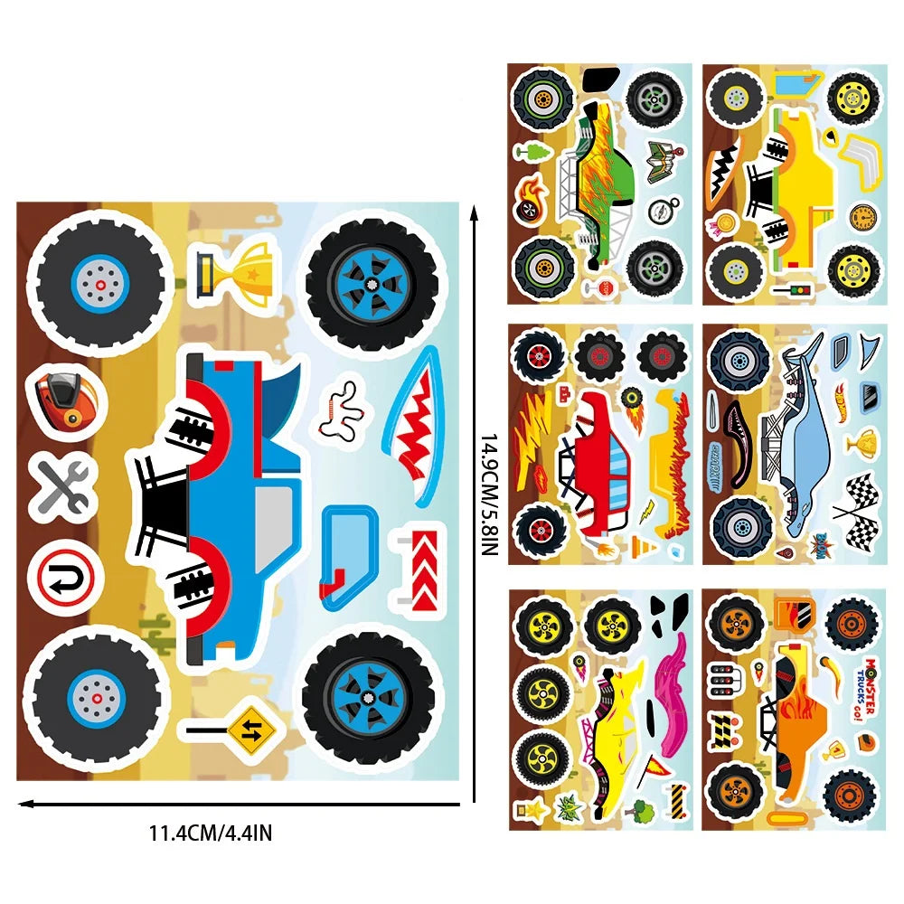 8/16/24PCS Make a Face Cartoon Cool Bigfoot Monster Car Collage DIY Stationery Diary Water Cup Guitar Decorative Stickers