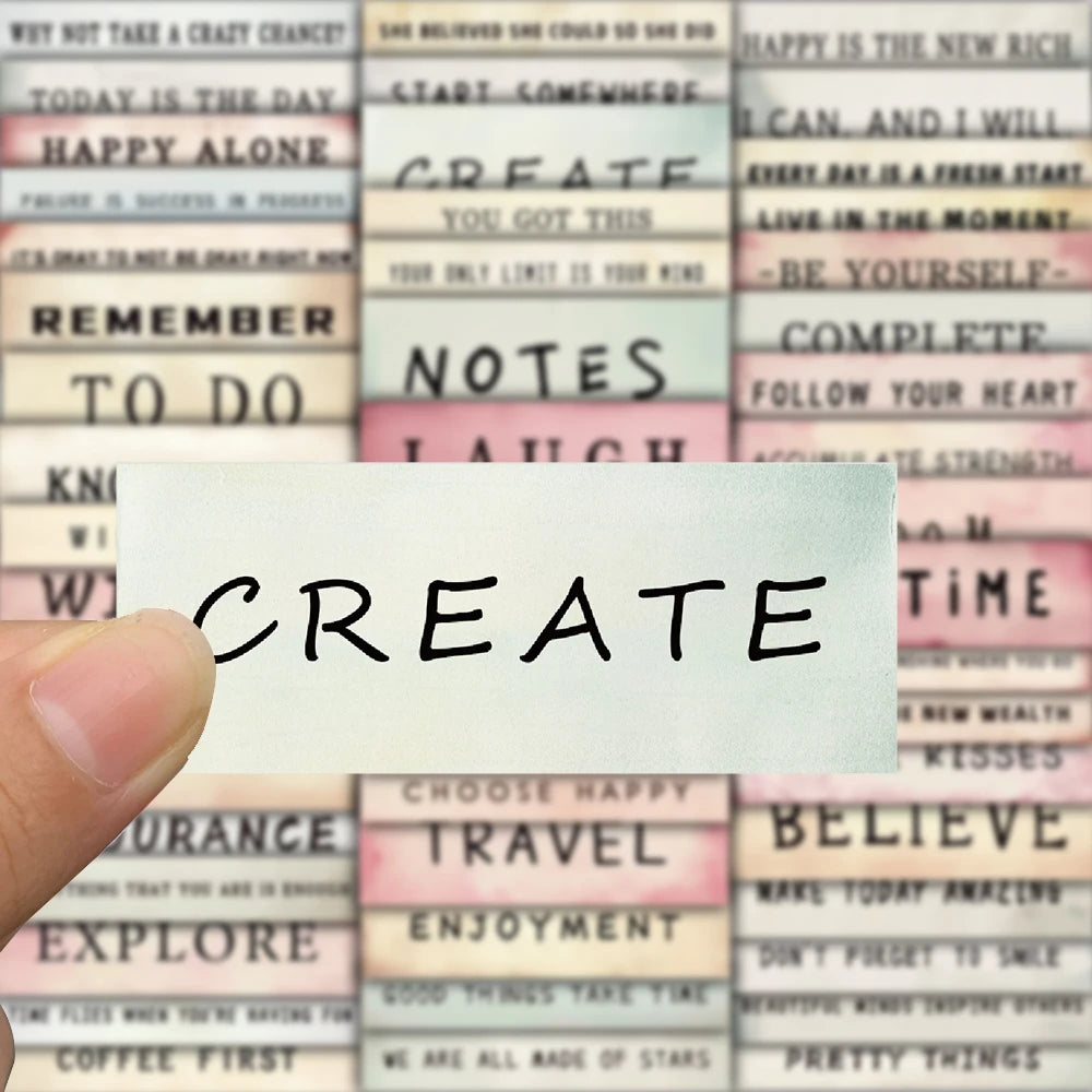 50/100PCS Retro Label Vocabulary Stickers Notebook Creative Skateboard Coffee DIY Suitcase Scrapbooking Sticker Cute Things Gift