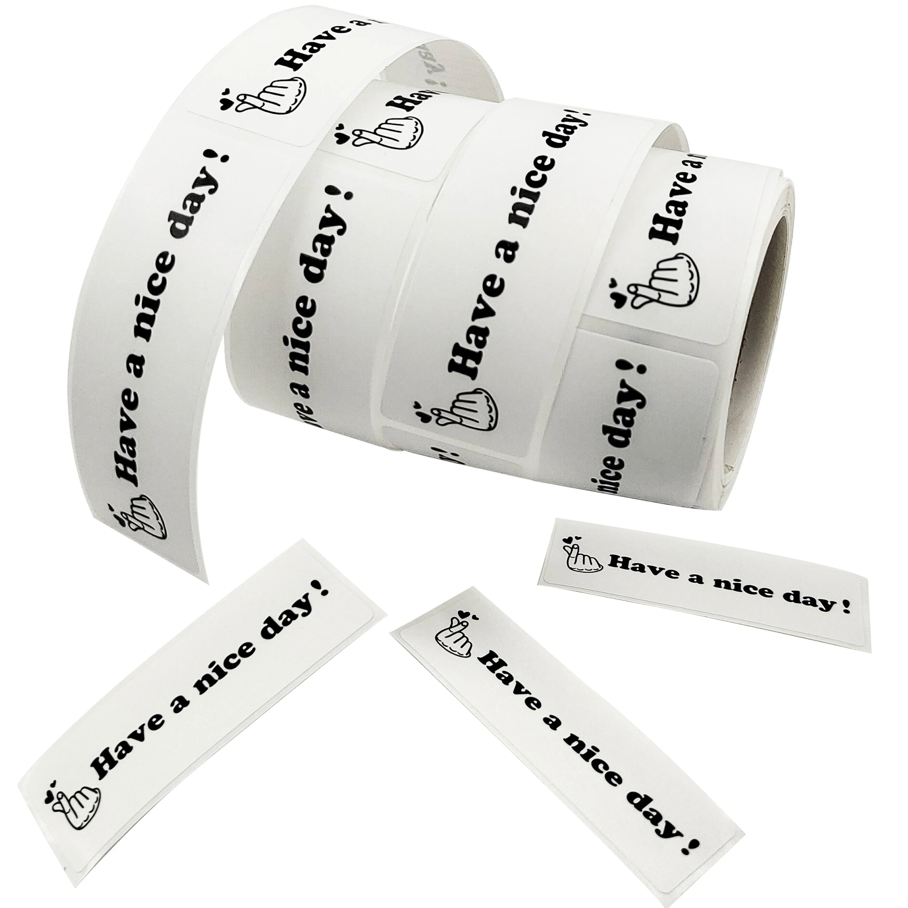 120Pcs/Roll Have a Nice Day Hand Heart Stickers 1*3inch 3 Designs Diy Office index label Adorn Gifts, Notebook, Package Seal