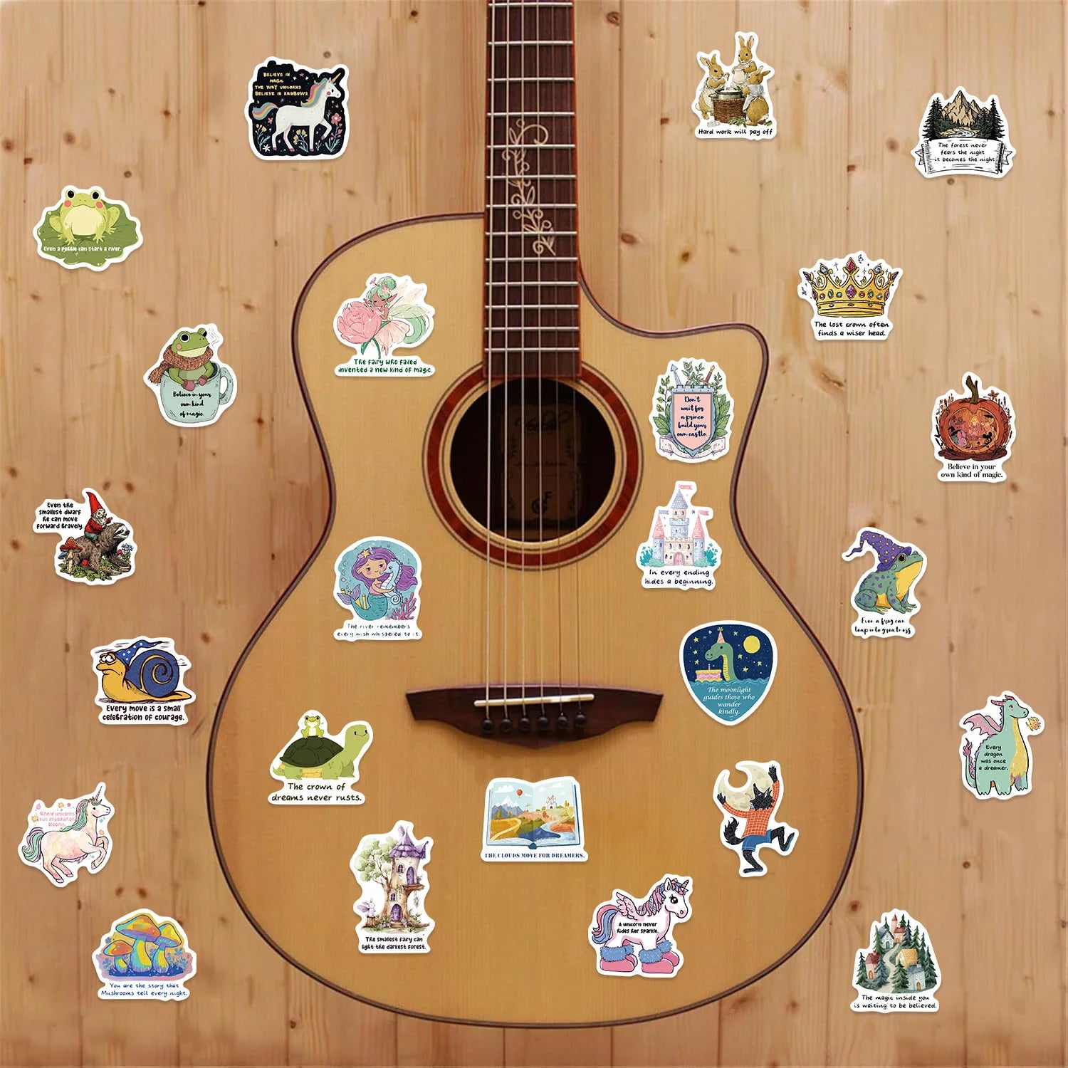 50/100Pcs Fairy Tale Inspirational Graffiti Stickers Stationery Guitar Notebook Luggage Phone DIY Decorative Waterproof Sticker