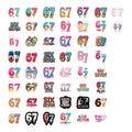 50/100Pcs Cartoon Number 67 Aesthetic Doodle Stickers, School Supplies Stationery Decal Notebook Phone Fridge Waterproof Sticker