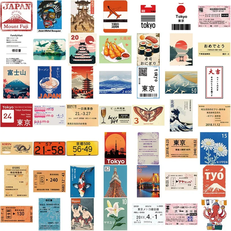10/30/50PCS Cartoon Japan Spots PVC Sticky Sticker Aesthetic DIY Children's Decoration Scrapbooking School Supplies