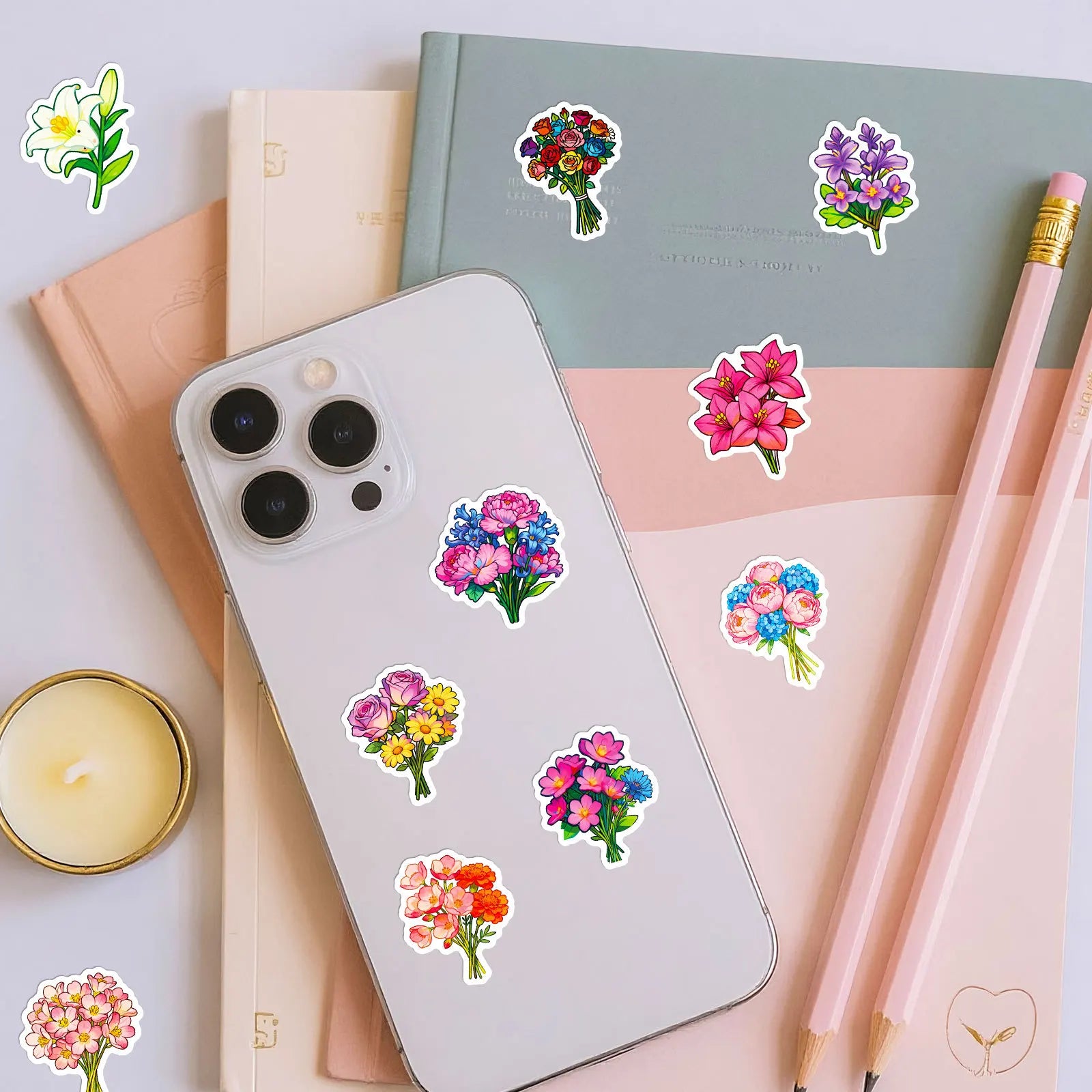 50/100 Pcs Colorful Floral Flower Plant Theme Stickers for Phone Vase Scrapbook Stationery Box Printer Cup Removable Decals
