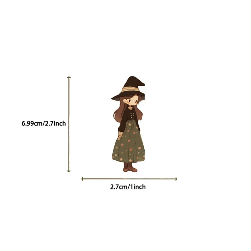 10/30/50PCS Cartoon Q Witch PVC Sticker Aesthetic Children's Korean Decoration Scrapbooking Stationery School Supplies for Kids