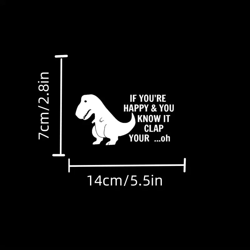 Happy T-Rex Sticker Vinyl Car Sticker Drift Rally Dinosaur Clap Decal Funny