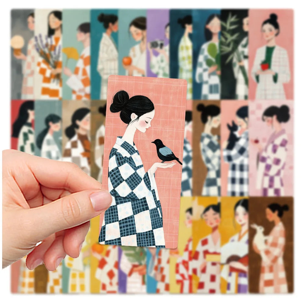 30pcs/pack Cartoon Girls Series Bookmark Small Decor Reading Book Clip Desk Handwriting Portable Bookmarks Card