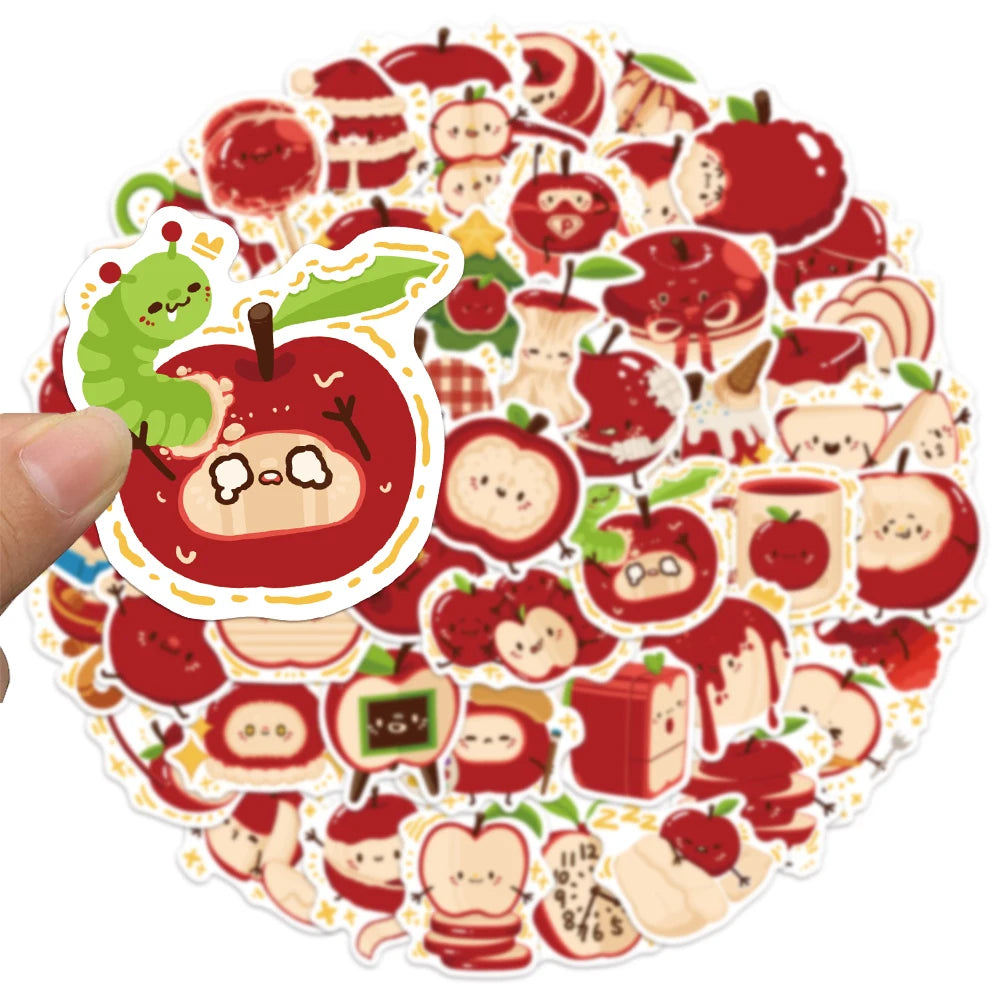 50PCS Cartoon Apple Paradise Fun Stickers DIY Manual Speaker Decoration Luggage Notebook Water Cup Label Waterproof Stickers