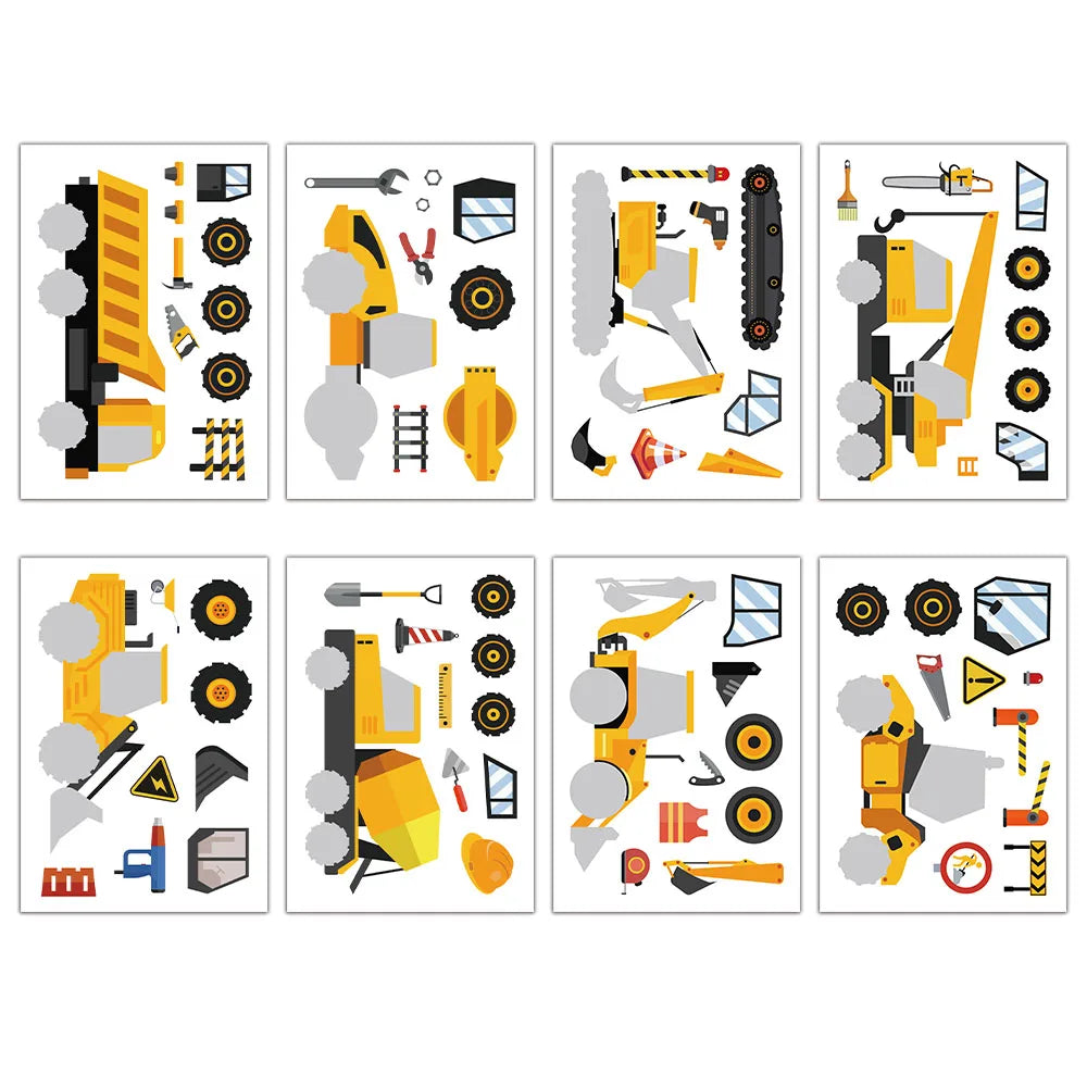 8PCS Cartoon Industrial Excavator Reward Graffiti Stickers Fun Stickers DIY Phone Case Laptop Water Cup Computer Toy Stickers