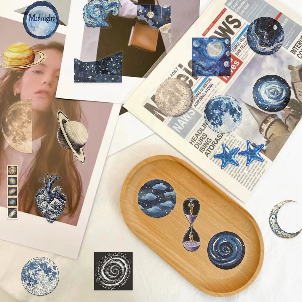 50/100PCS Cartoon Laser Blue Space Graffiti Stickers Decorative Guitar Notebook Luggage DIY Waterproof Stationery Stickers