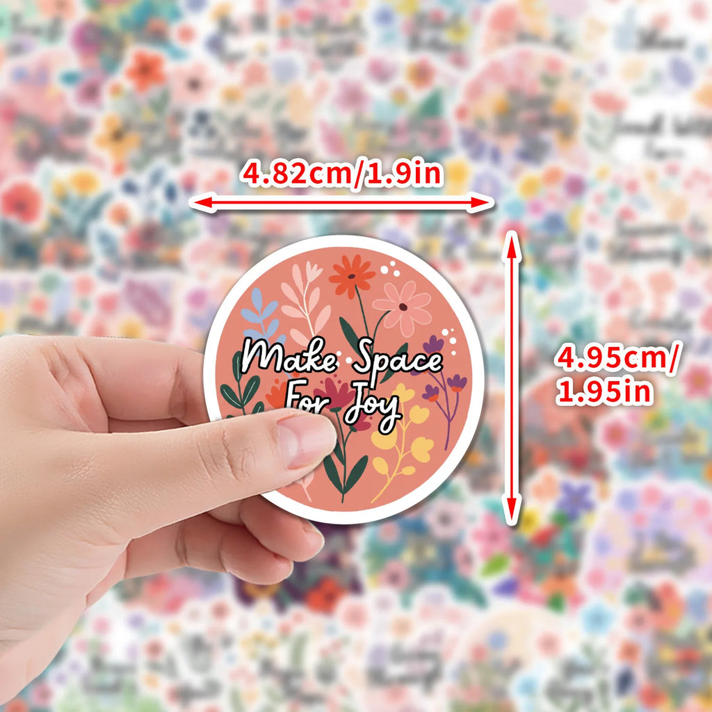 50-Pack Flower Motivational Graffiti Stickers for Students Notebook Laptops Water Bottles Suitcases - Waterproof Decor Sticker