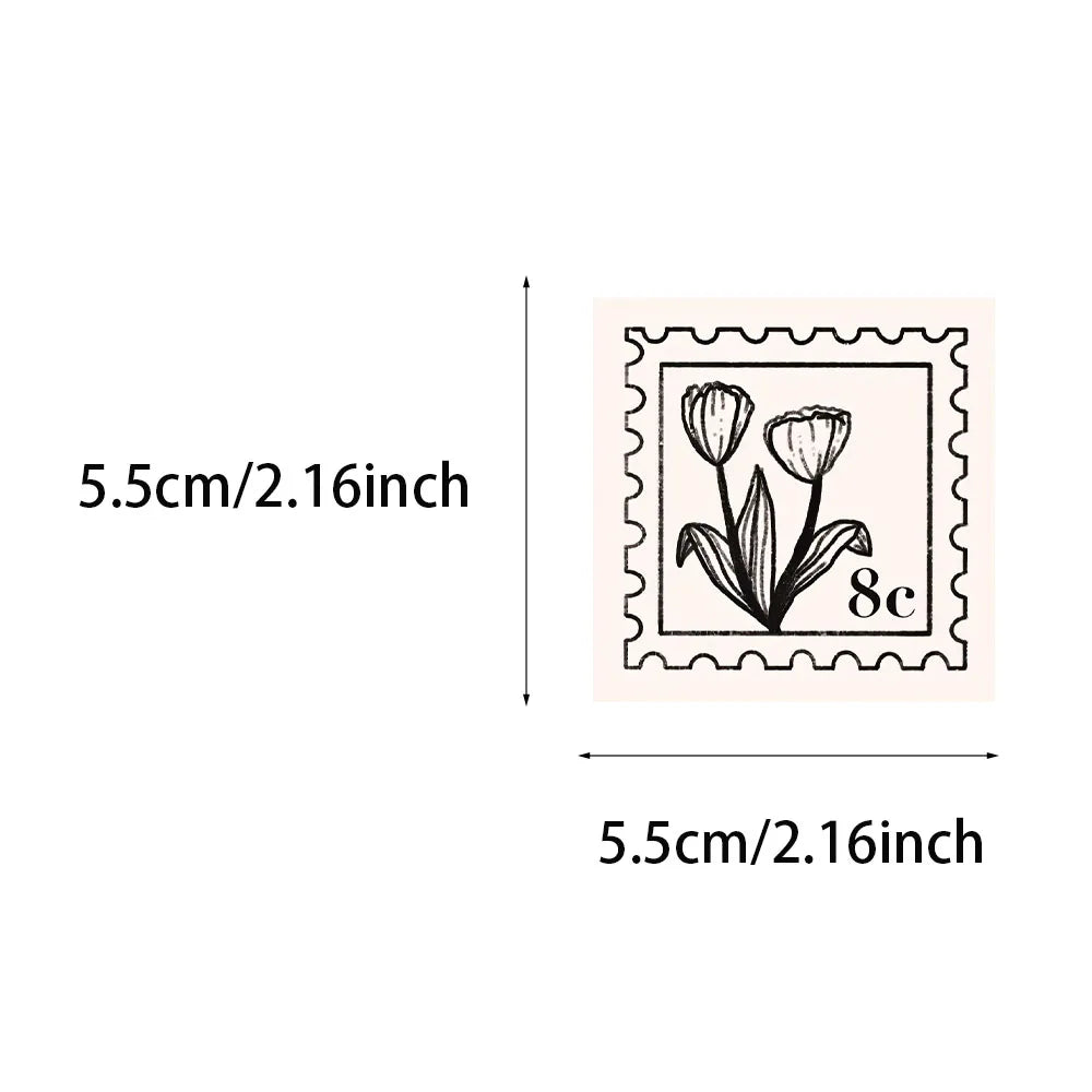 50PCS Creative Flower Stamp PET Waterproof Transparent Stickers Decorative Sunflower Flower Desktop Stickers