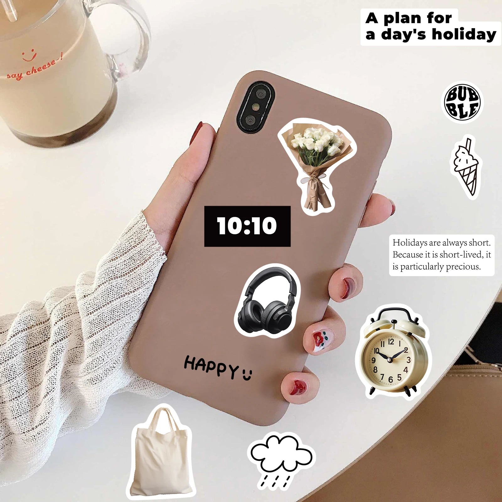 8/16PCS Black White Holiday Collage Stickers Harajuku Laptop Luggage Coffee Retro Skateboards Bicycle Phone Exquisite Sticker