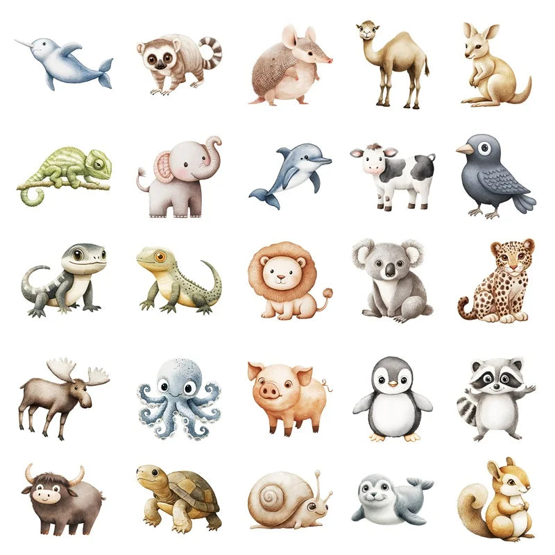 10/30/50PCS 3D Simple Animal Sticky PVC Sticker Aesthetic Children's Stationery DIY Decoration Scrapbooking School Supplies