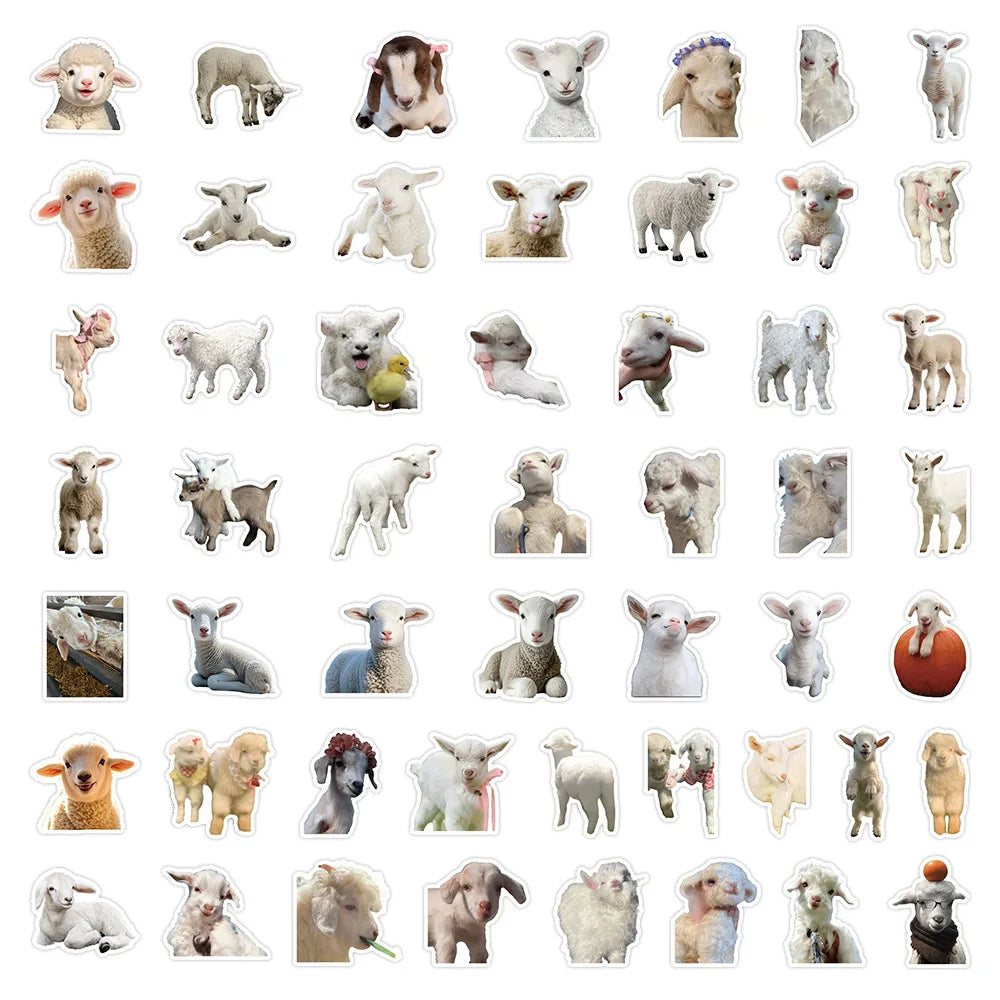 50/100PCS Realistic Sheep Stickers Cute Sheep Animal Emojis Mobile Stationery Notebook Water Bottles Waterproof Stickers
