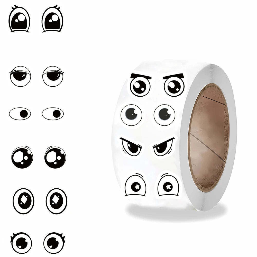 500Pcs/roll Kawaii Small Expression Eyes Cartoon Stickers Cute Gaze Phone Cafe Aesthetic Streetwear Graffiti Bicycle Sticker