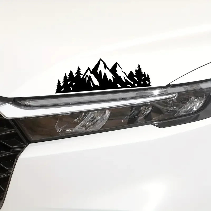 Vibrant Snow Mountain Tree Car Sticker - Waterproof Vinyl Decal for Laptops, Phones, Helmets & More!