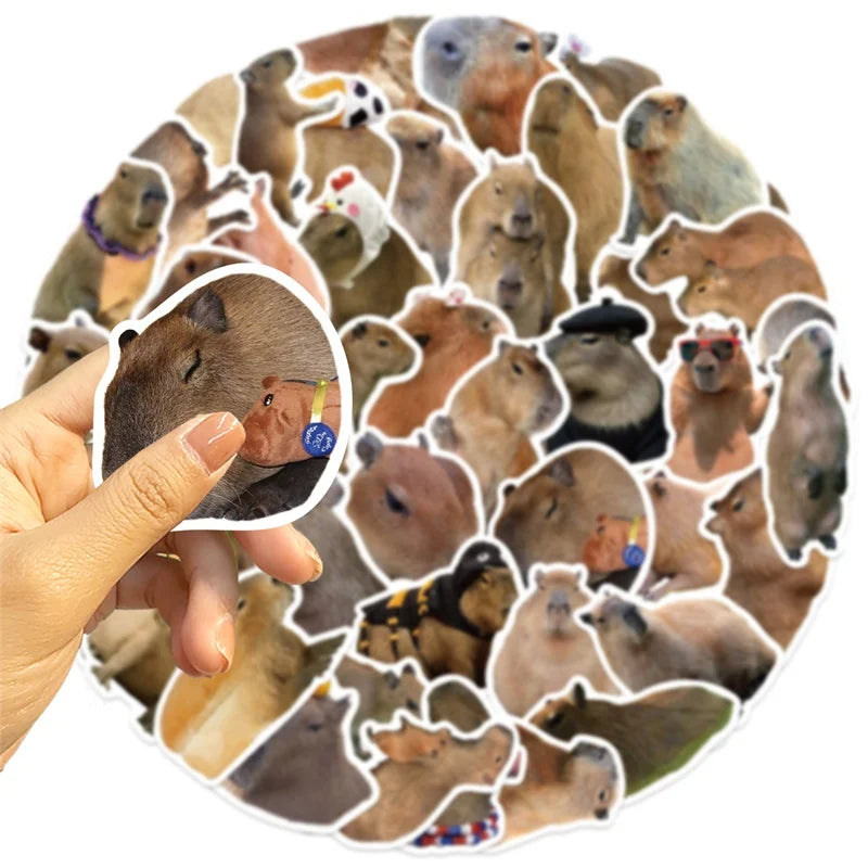10/30/50PCS Cute Capybara PVC Sticky Sticker Aesthetic Children's Stationery DIY Decoration Scrapbooking School Supplies
