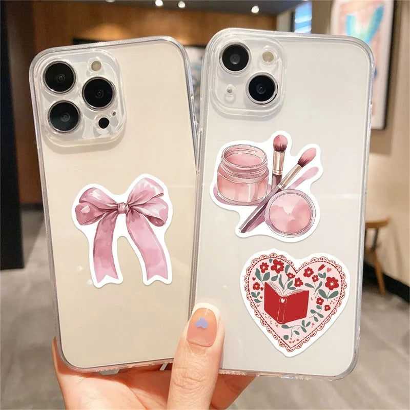 10/30/50PCS Cute Pink Life PVC Sticky Sticker Aesthetic DIY Children's Colored Decoration Scrapbooking School Supplies