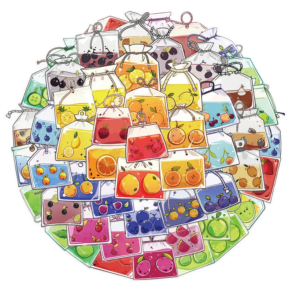 50PCS Fruit Tea Bag Cartoon Series Decorative Stickers DIY Decorative Tablet Computer Water Cup Skateboard Toy Stickers