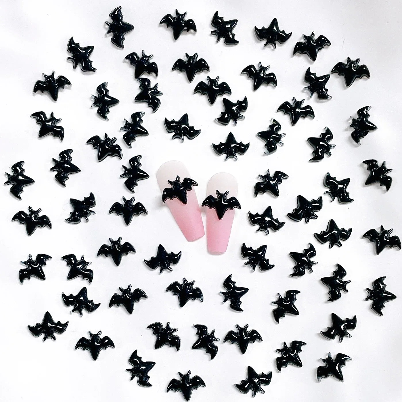 Halloween Nail Art Shiny Black Bat Nail Art Accessories Dark Color Resin Decorative Nail Charms DIY 3D Manicure Design Supplies