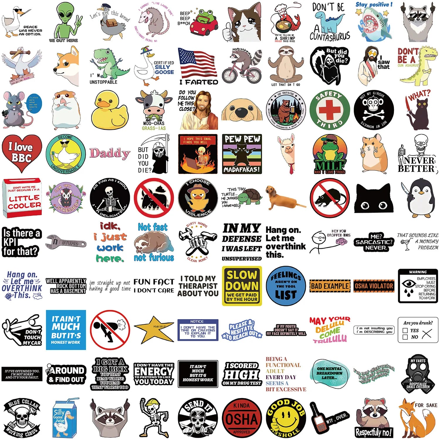 100Pcs Fun Prank Meme Stickers Decorate Guitar Notebook Luggage DIY Waterproof Children Stationary Stickers