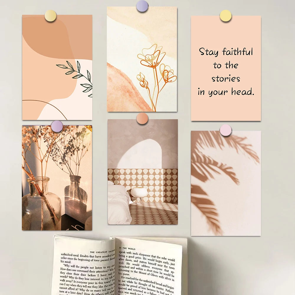 10PCS Beige Poster Collage Card Postcard Stickers Aesthetics Retro Fashion Harajuku DIY Decorative Dot Atmosphere With Stickers