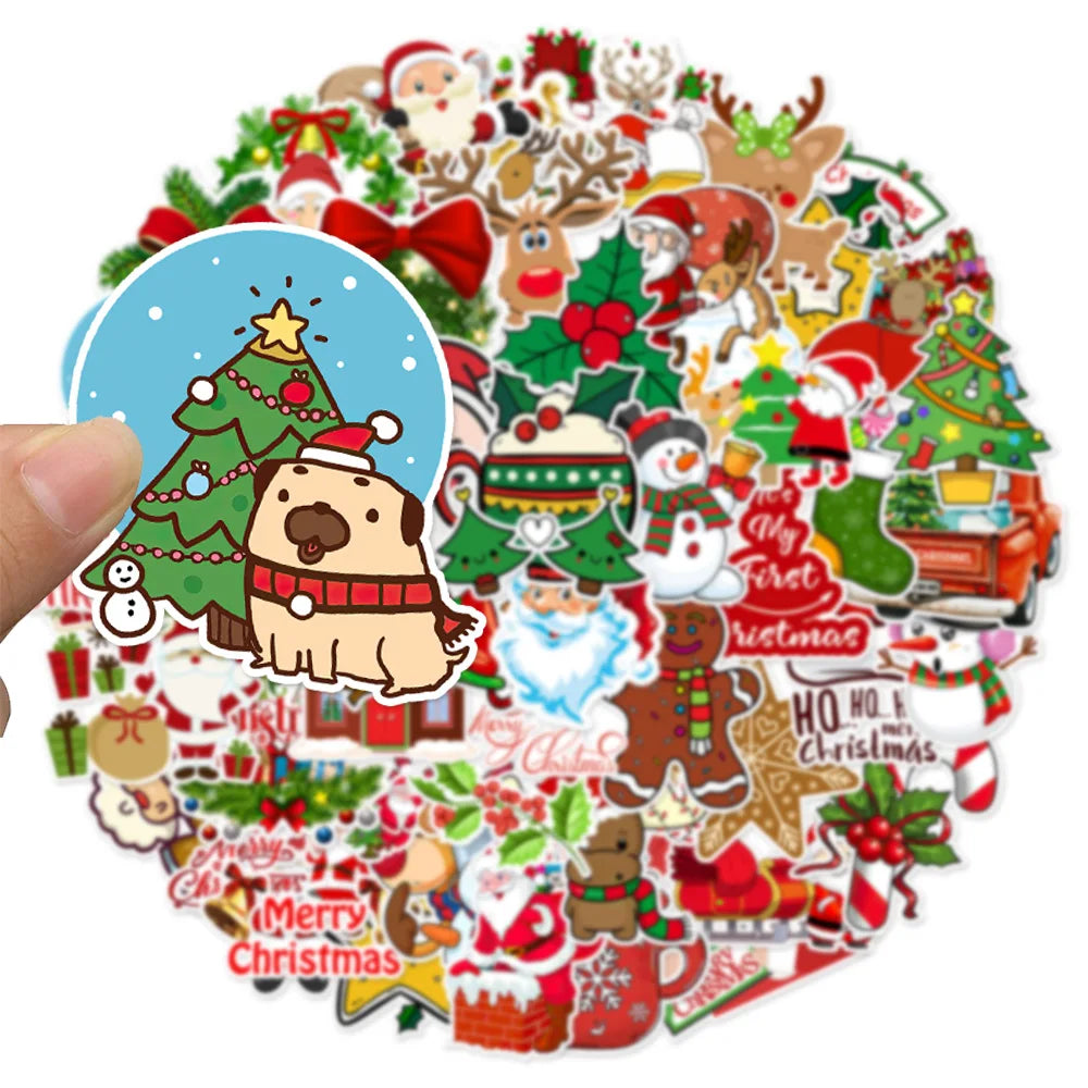 50PCS Christmas Series 2 Holiday Decoration Graffiti Stickers DIY Phone Case Laptop Tablet Toy Stickers