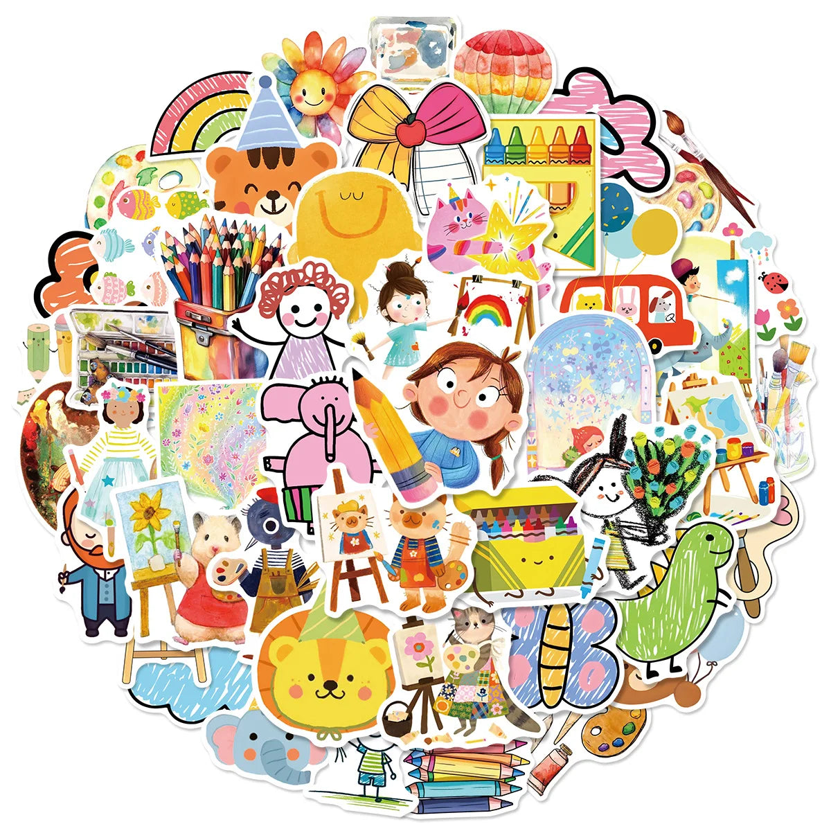 50PCS Cartoon Cute Drawing Graffiti Stickers Water Cup Desk Decoration Children Notebook Waterproof Stickers